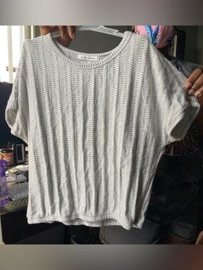 Casual Knit Short-Sleeve Top - White